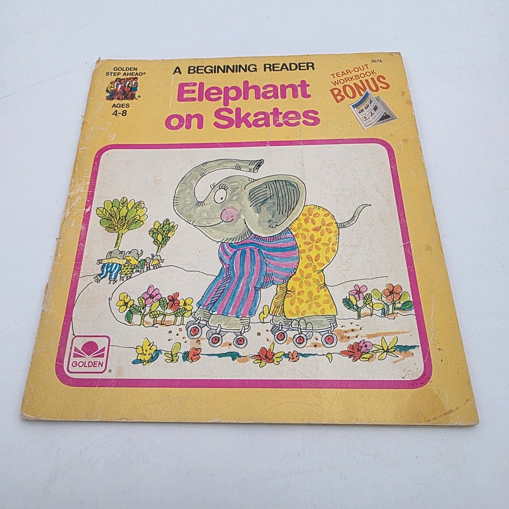 Vintage 1987 Elephant on Skates Golden Step Ahead Beginning Reader Book 3676